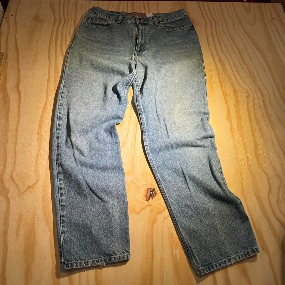 Vintage 90s Eddie Bauer Faded Blue Denim Jeans Loose Fit 34x32